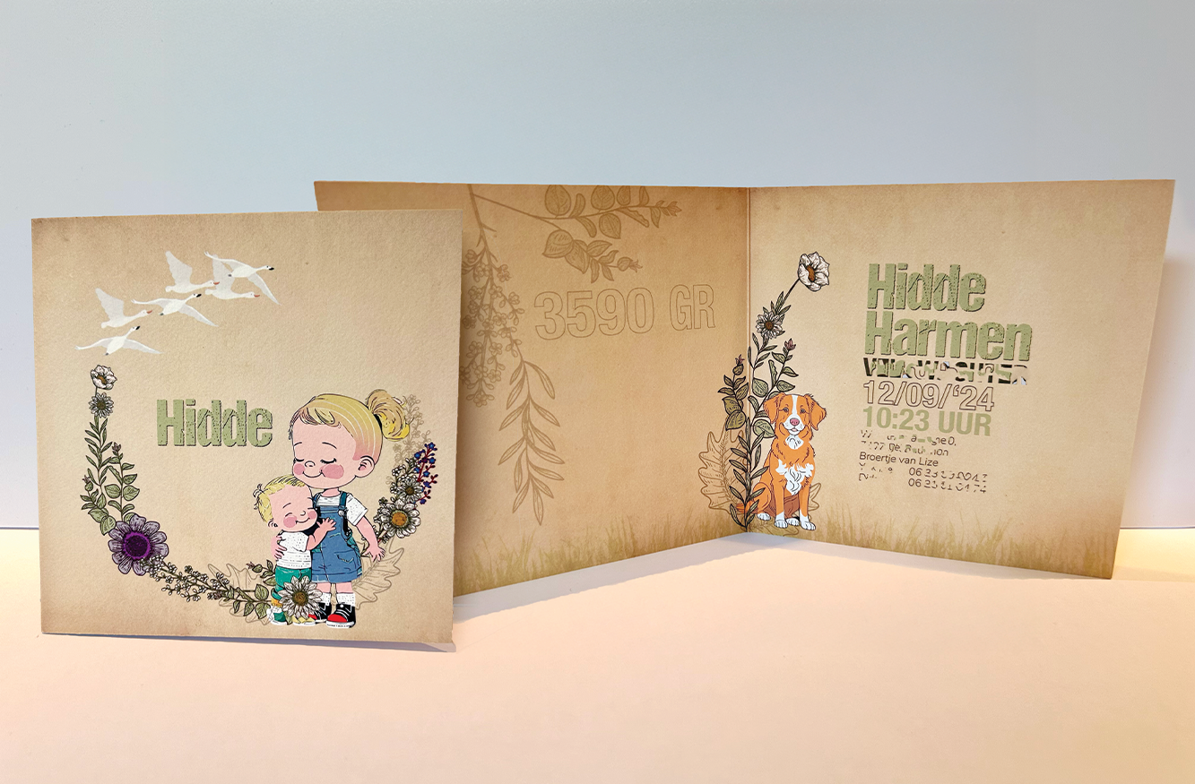Geboortekaartje Hidde in retrostijl